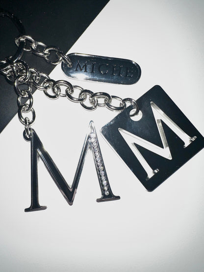 Silver "M" Keychain Gold